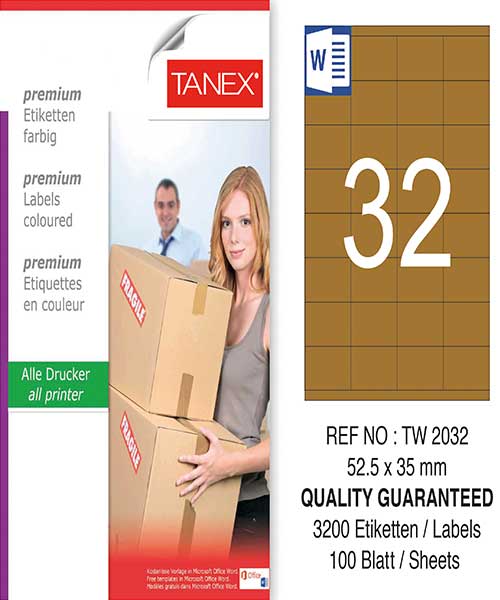 Taneks Tw-2032 52,5X35 Mm Kraft Laser Etiket