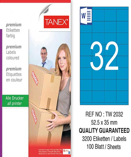 Taneks Tw-2032 52,5X35 Mm Mavi Laser Etiket