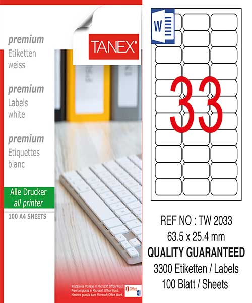 Taneks Tw-2033 63,5X25,4 Mm Laser Etiket
