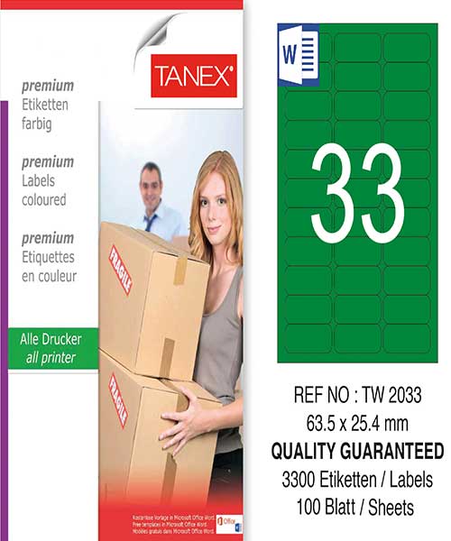 Taneks Tw-2033 63,5X25,4 Mm Yeşil Laser Etiket