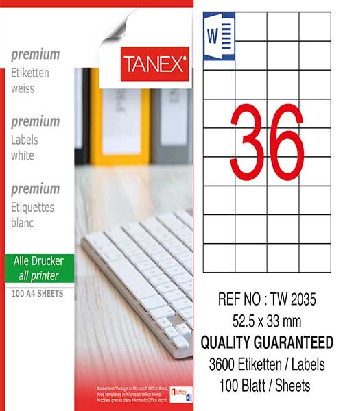 Taneks Tw-2035 52,5X33 Mm Laser Etiket