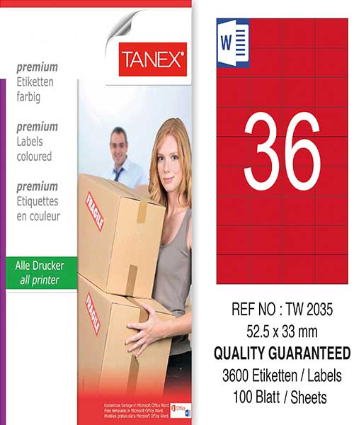 Taneks Tw-2035 52,5X33 Mm Kırmızı Laser Etiket