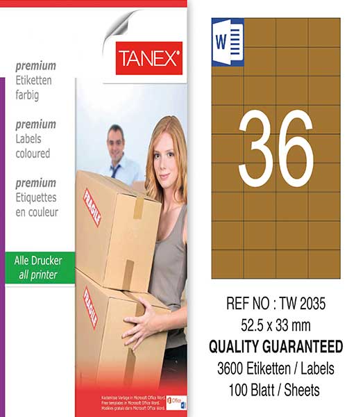 Taneks Tw-2035 52,5X33 Mm Kraft Laser Etiket
