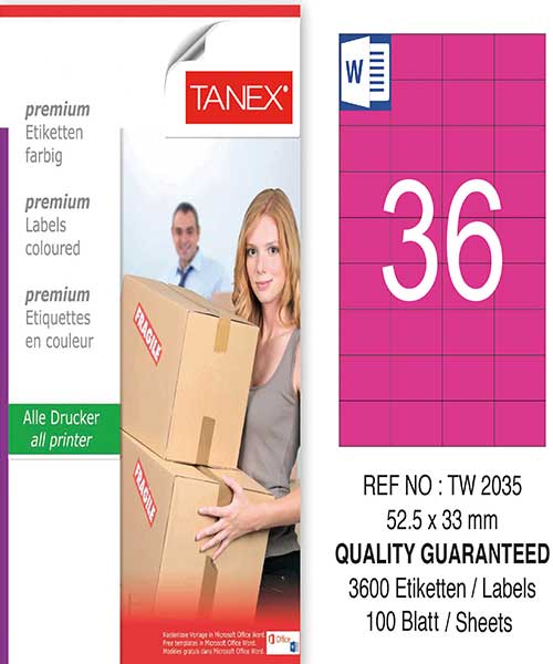 Taneks Tw-2035 52,5X33 Mm Pembe Laser Etiket