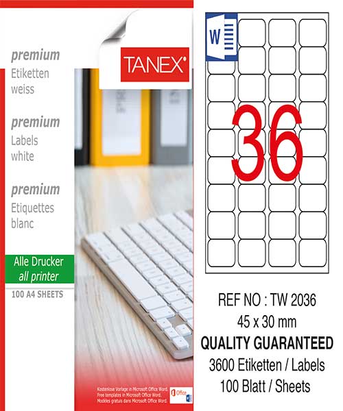 Taneks Tw-2036 45X30 Mm Laser Etiket