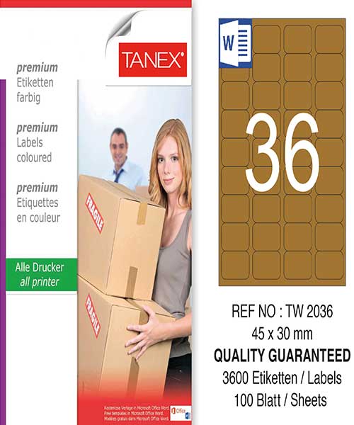 Taneks Tw-2036 45X30 Mm Kraft Laser Etiket
