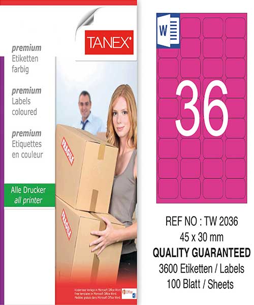 Taneks Tw-2036 45X30 Mm Pembe Laser Etiket
