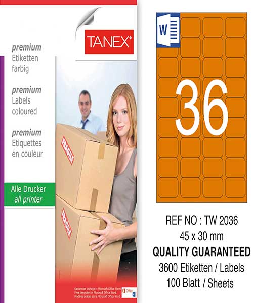 Taneks Tw-2036 45X30 Mm Turuncu Laser Etiket