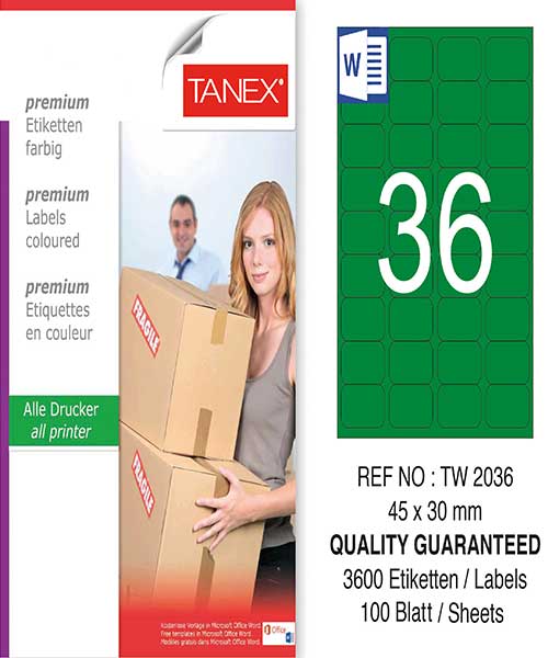 Taneks Tw-2036 45X30 Mm Yeşil Laser Etiket