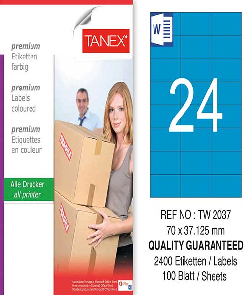 Taneks Tw-2037 70X37,125 Mm Mavi Laser Etiket