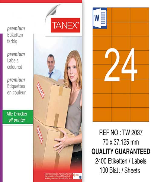 Taneks Tw-2037 70X37,125 Mm Turuncu Laser Etiket