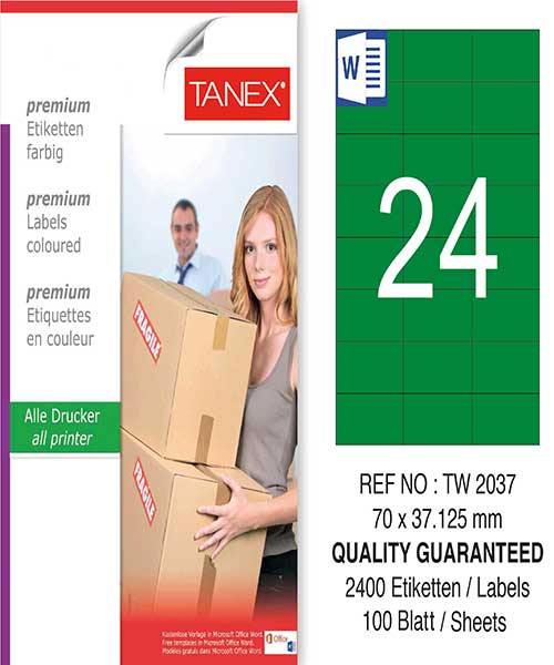 Taneks Tw-2037 70X37,125 Mm Yeşil Laser Etiket