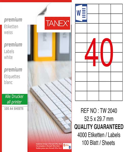 Taneks Tw-2040 52,5X29,7 Mm Laser Etiket