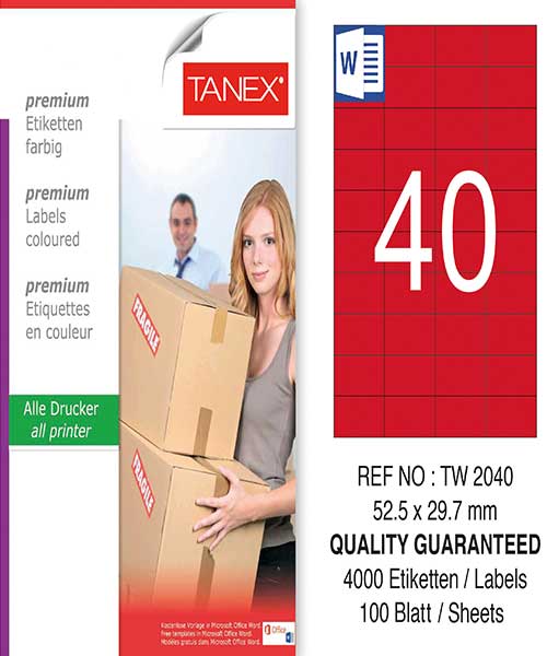 Taneks Tw-2040 52,5X29,7 Mm Kırmızı Laser Etiket