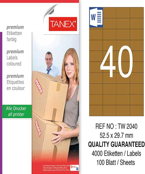 Taneks Tw-2040 52,5X29,7 Mm Kraft Laser Etiket