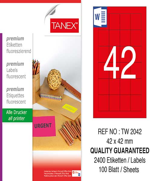 Taneks Tw-2042 42X42 Mm Flo Kırmızı Laser Etiket