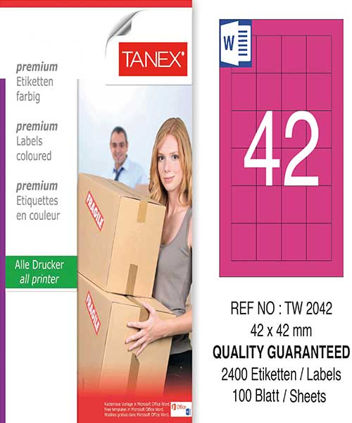 Taneks Tw-2042 42X42 Mm Pembe Laser Etiket