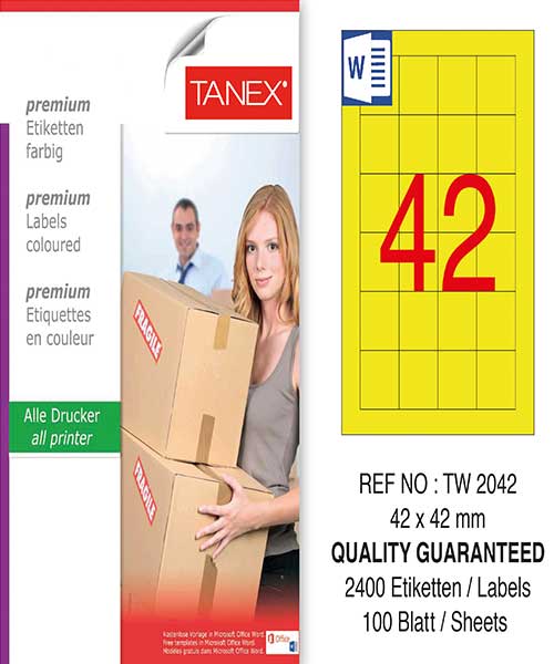 Taneks Tw-2042 42X42 Mm Sarı Laser Etiket