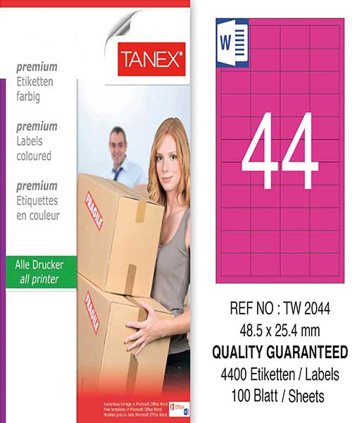 Taneks Tw-2044 48,5X25,4 Mm Pembe Laser Etiket