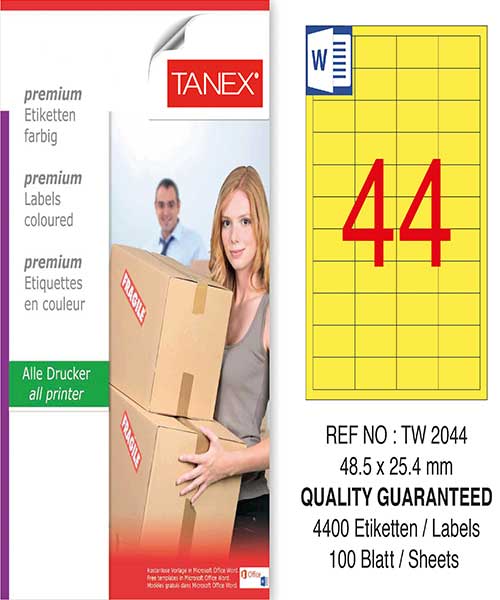 Taneks Tw-2044 48,5X25,4 Mm Sarı Laser Etiket