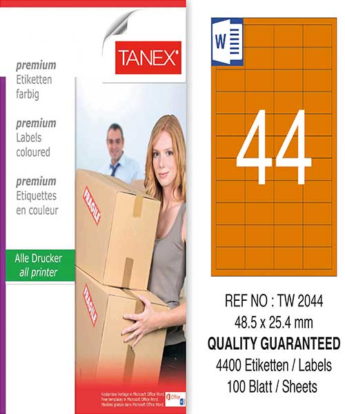 Taneks Tw-2044 48,5X25,4 Mm Turuncu Laser Etiket