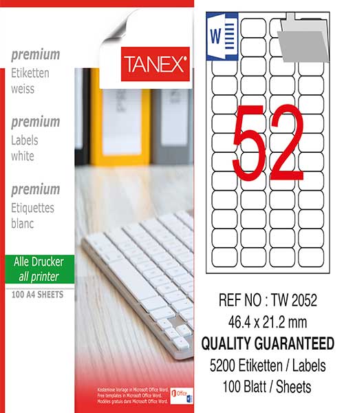 Taneks Tw-2052 46,4X21,2 Mm Laser Etiket