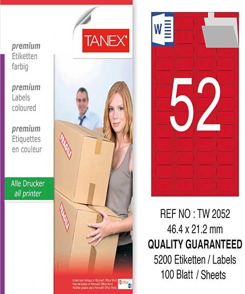 Taneks Tw-2052 46,4X21,2 Mm Kırmızı Laser Etiket