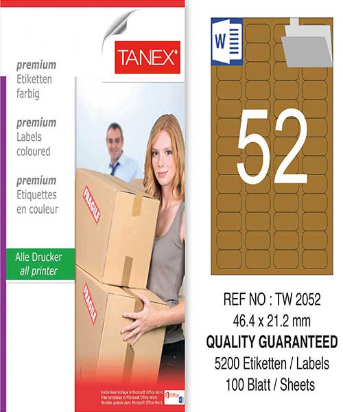 Taneks Tw-2052 46,4X21,2 Mm Kraft Laser Etiket