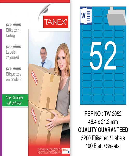 Taneks Tw-2052 46,4X21,2 Mm Mavi Laser Etiket