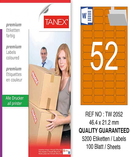 Taneks Tw-2052 46,4X21,2 Mm Turuncu Laser Etiket