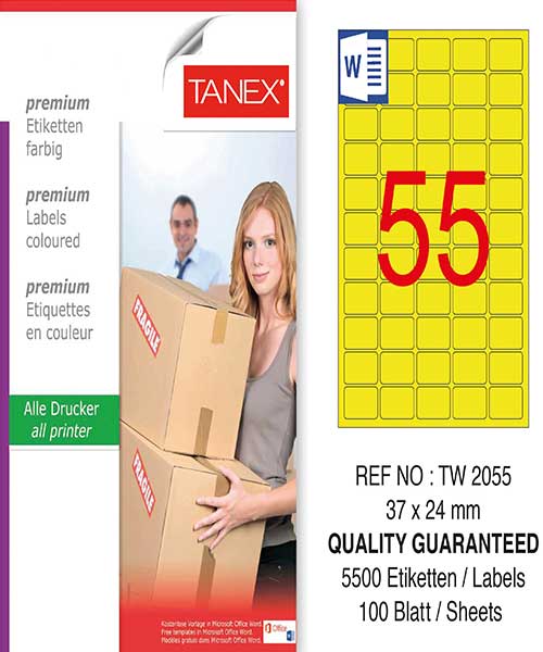 Taneks Tw-2055 37X24 Mm Sarı Laser Etiket