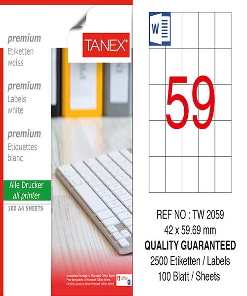 Taneks Tw-2059 42X59,69 Mm Laser Etiket