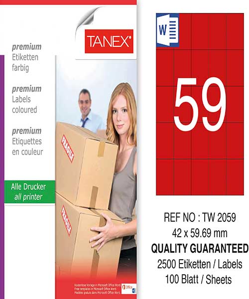 Taneks Tw-2059 42X59,69 Mm Kırmızı Laser Etiket