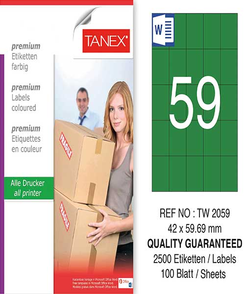 Taneks Tw-2059 42X59,69 Mm Yeşil Laser Etiket