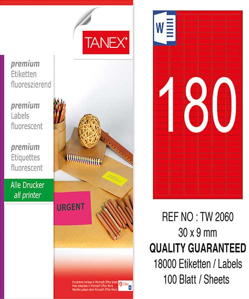 Taneks Tw-2060 30X9 Mm Flo Kırmızı Laser Etiket