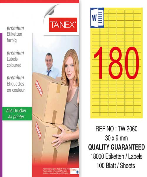 Taneks Tw-2060 30X9 Mm Sarı Laser Etiket