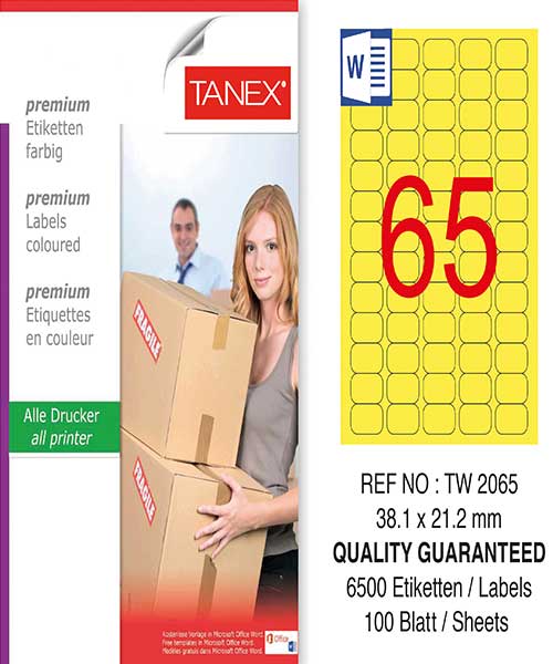 Taneks Tw-2065 38,1X21,2 Mm Sarı Laser Etiket