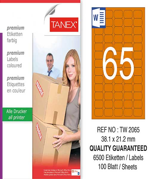Taneks Tw-2065 38,1X21,2 Mm Turuncu Laser Etiket