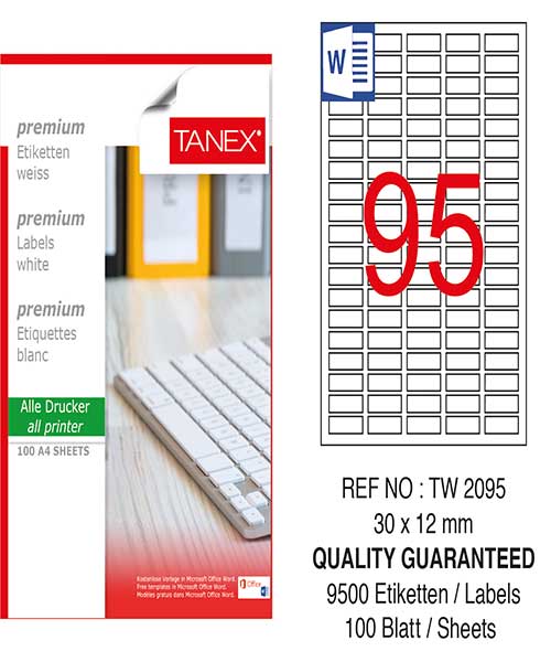 Taneks Tw-2095 30X12 Mm Kuşe Laser Etiket