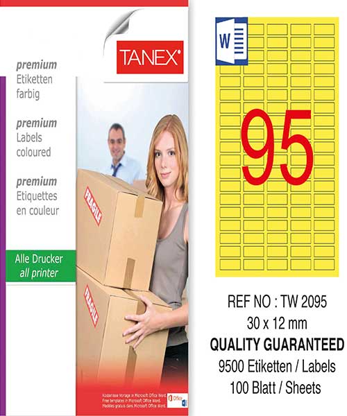 Taneks Tw-2095 30X12 Mm Sarı Laser Etiket