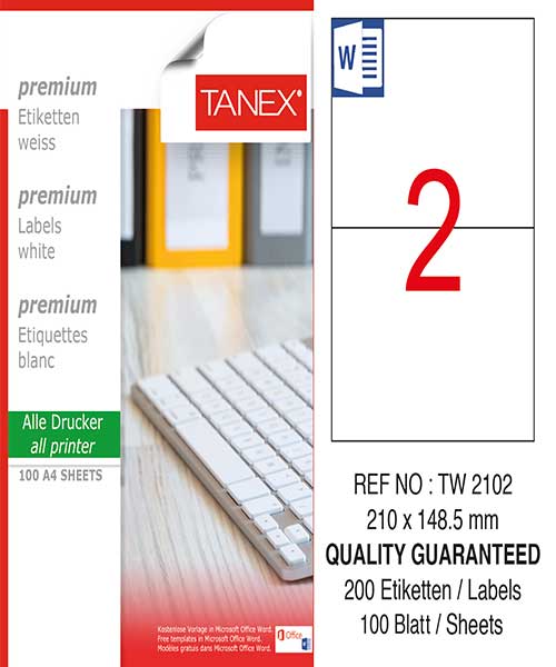 Taneks Tw-2102 210X148,5 Mm Laser Etiket