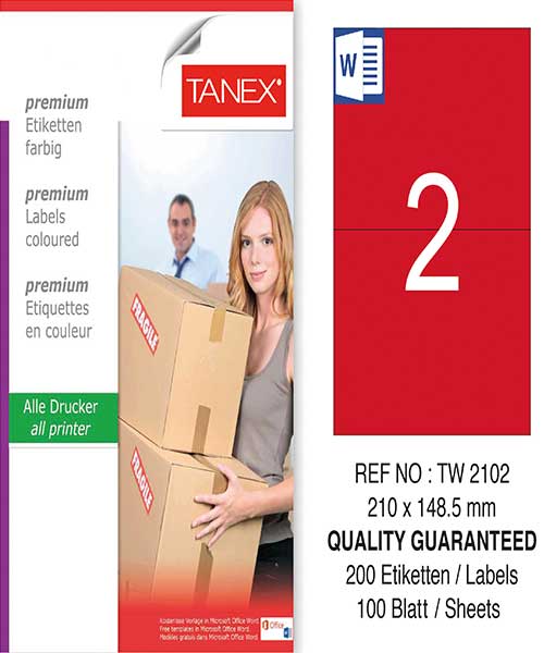 Taneks Tw-2102 210X148,5 Mm Kırmızı Laser Etiket