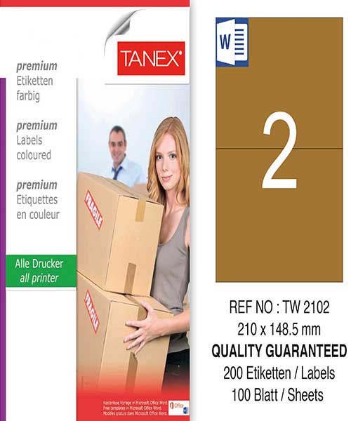 Taneks Tw-2102 210X148,5 Mm Kraft Laser Etiket