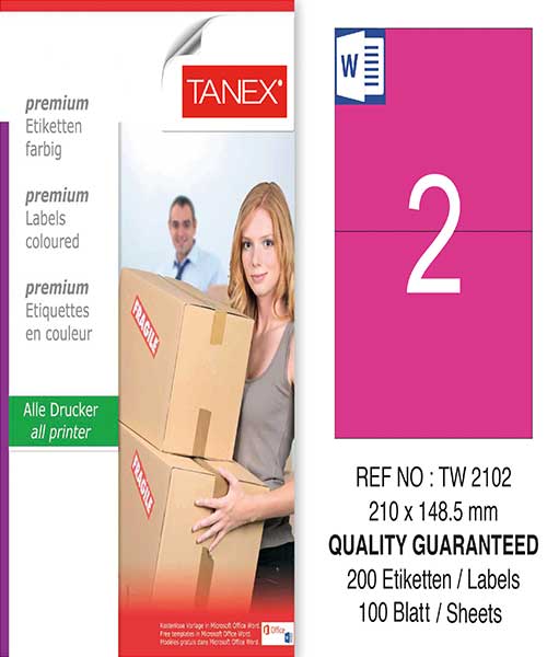 Taneks Tw-2102 210X148,5 Mm Pembe Laser Etiket