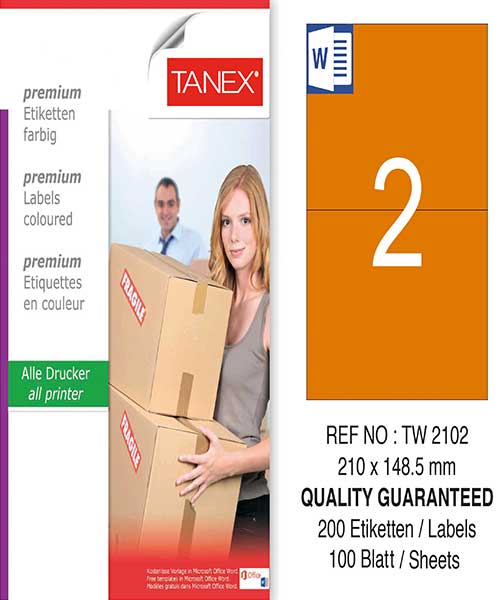 Taneks Tw-2102 210X148,5 Mm Turuncu Laser Etiket
