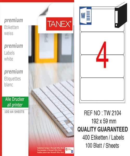 Taneks Tw-2104 192X59 Mm Laser Etiket