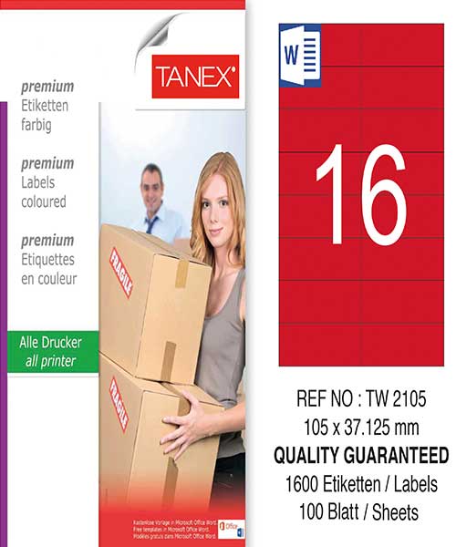 Taneks Tw-2105 105X37,125 Mm Kırmızı Laser Etiket
