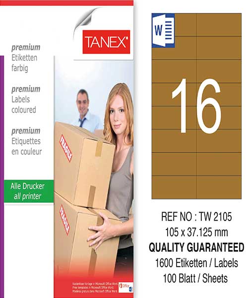 Taneks Tw-2105 105X37,125 Mm Kraft Laser Etiket