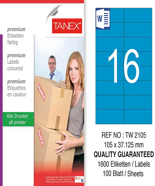Taneks Tw-2105 105X37,125 Mm Mavi Laser Etiket