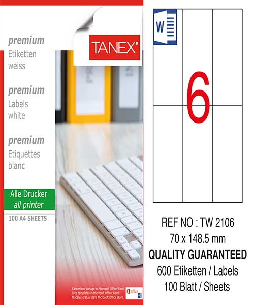 Taneks Tw-2106 70X148,5 Mm Laser Etiket